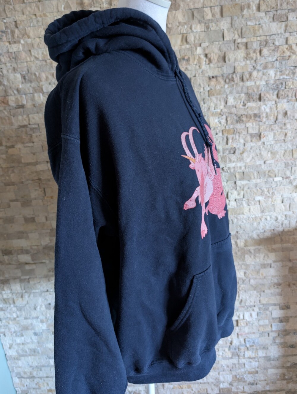 Capricorn Zodiac Gildan Heavy Blend Navy Hooded Sweatshirt Hoodie Sz L Cotton image 2